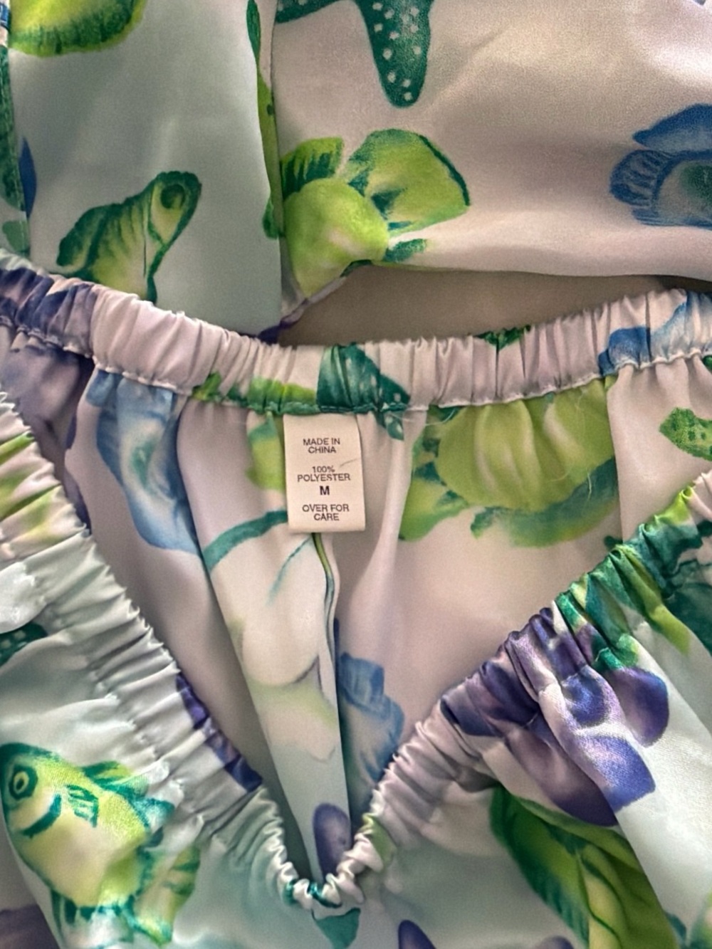 Seashell & Fish Print Short Pajama Set - Picture 2 of 4